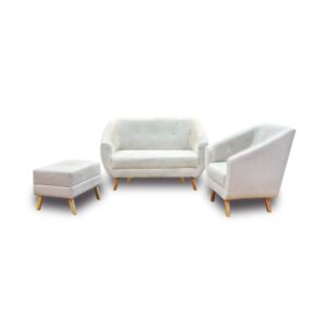 Sala kepler lino blanco, patas de madera - Muebles en Medellín | Sala