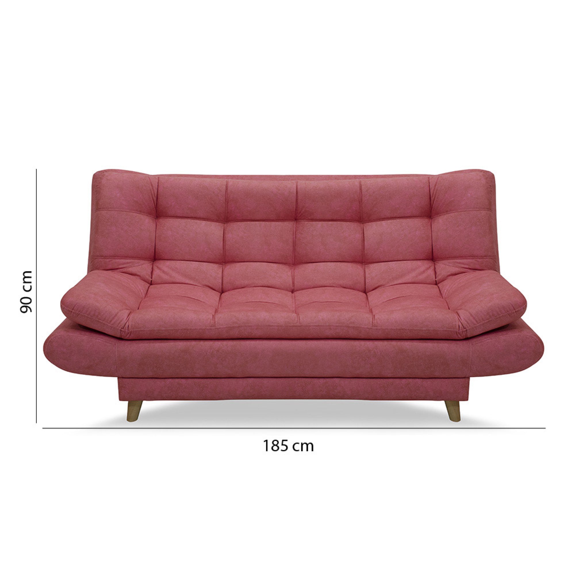 Sofacama damasco lino rosa, patas de madera - Muebles en Medellín | Sofacama