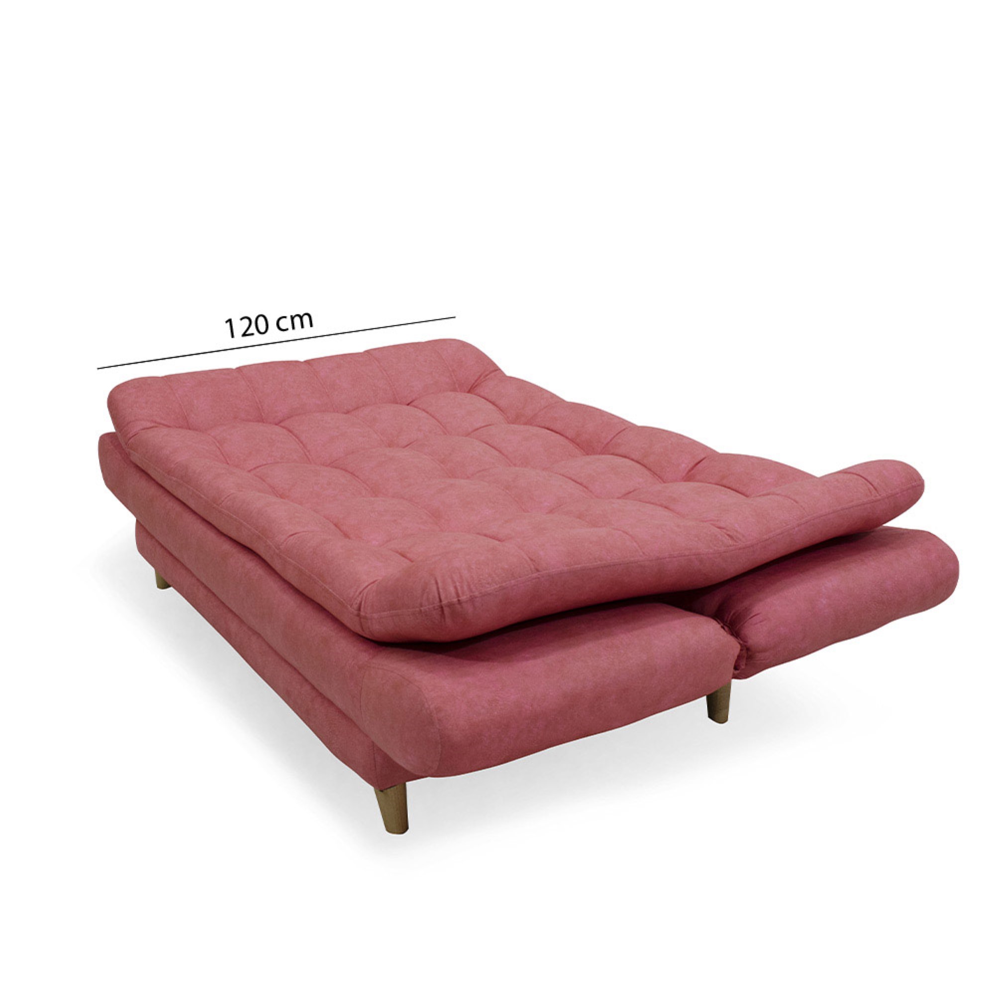 Sofacama damasco lino rosa, patas de madera - Muebles en Medellín | Sofacama