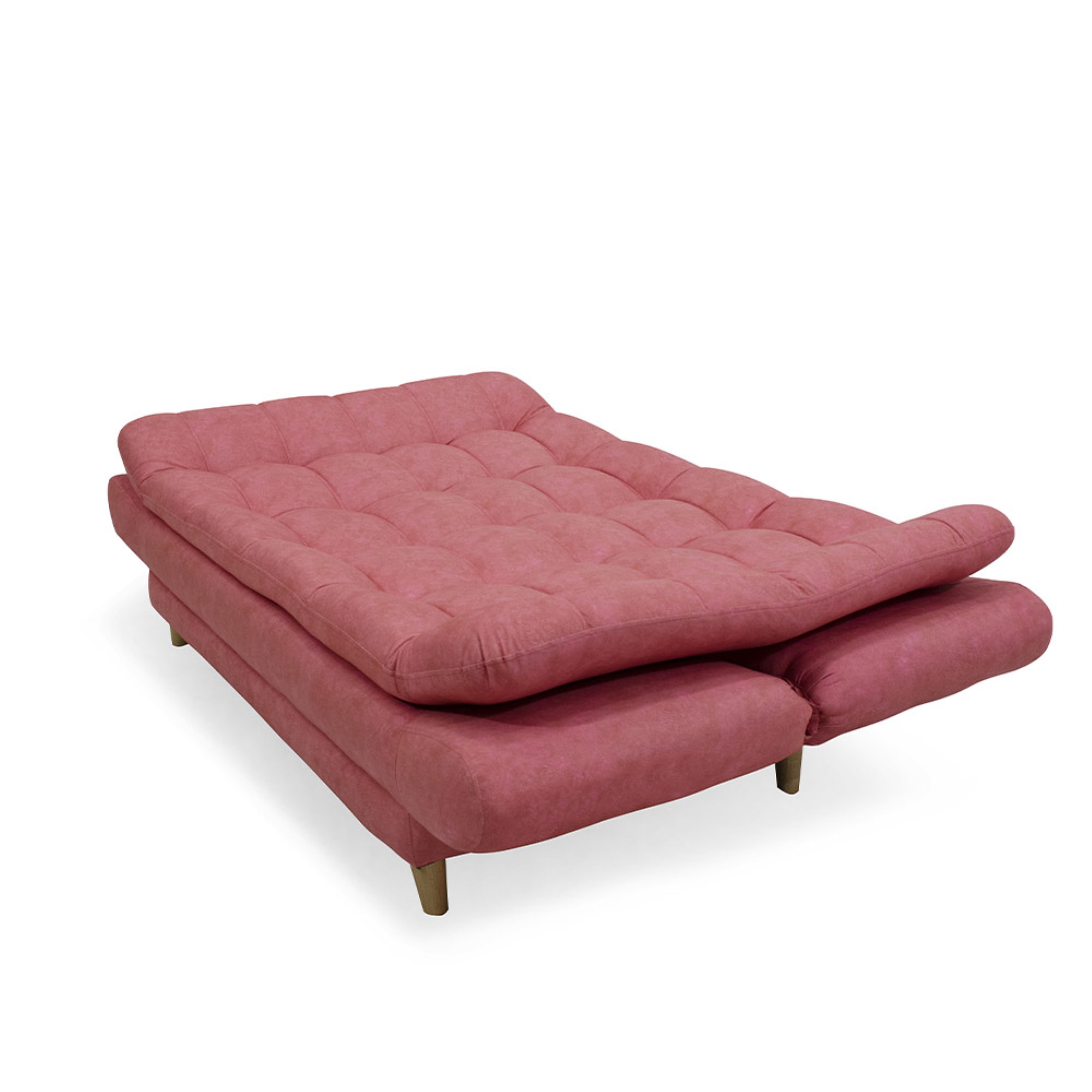 Sofacama damasco lino rosa, patas de madera - Muebles en Medellín | Sofacama