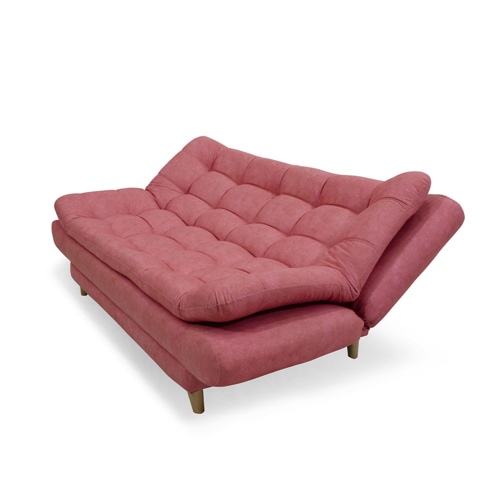 Sofacama damasco lino rosa, patas de madera - Muebles en Medellín | Sofacama