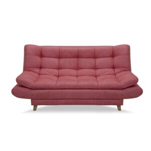 Sofacama damasco lino rosa, patas de madera - Muebles en Medellín | Sofacama