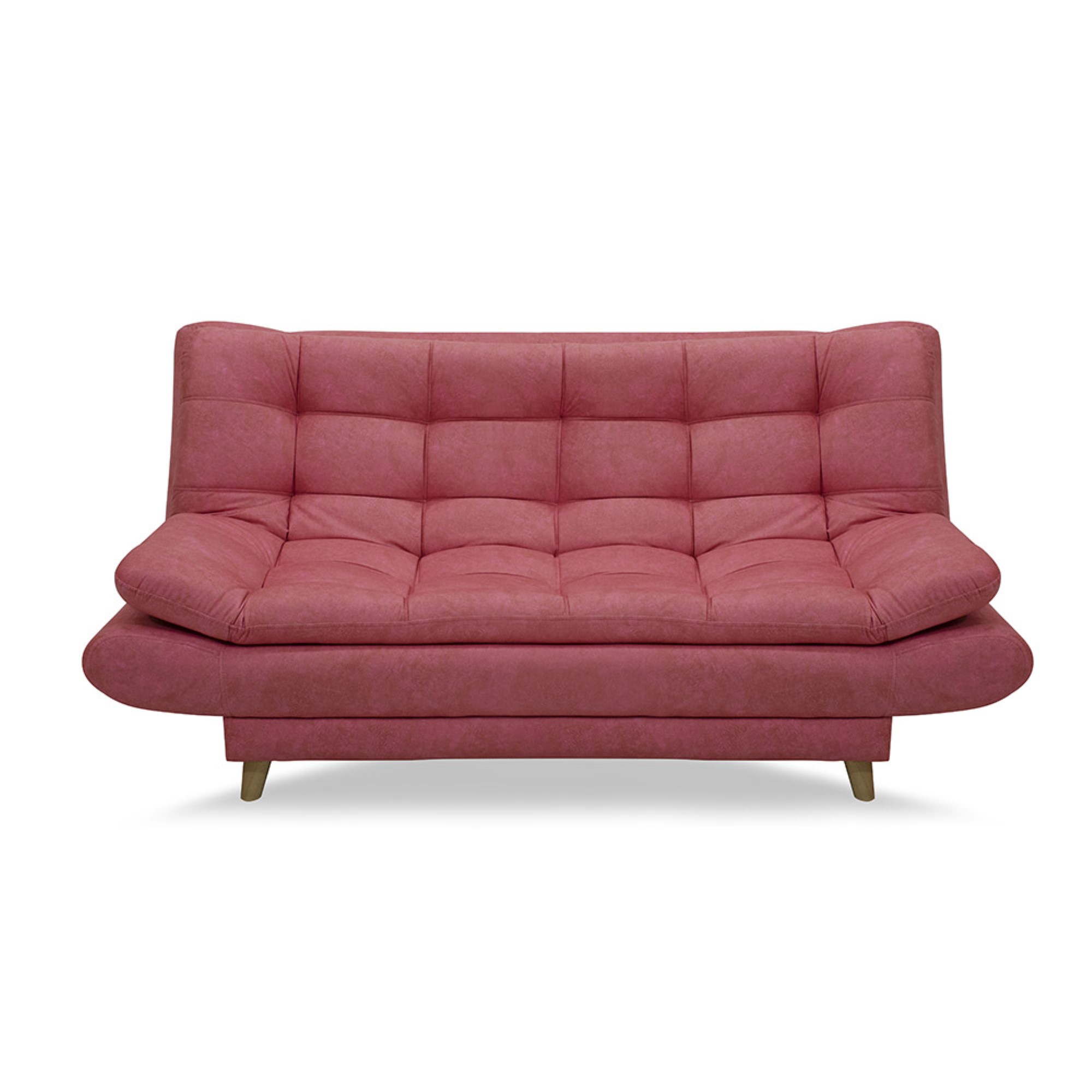 Sofacama damasco lino rosa, patas de madera - Muebles en Medellín | Sofacama