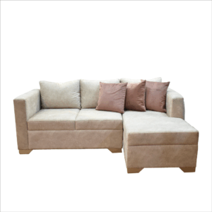 Sala modular bossi en lino beige, patas de madera - Muebles en Medellín | Sala