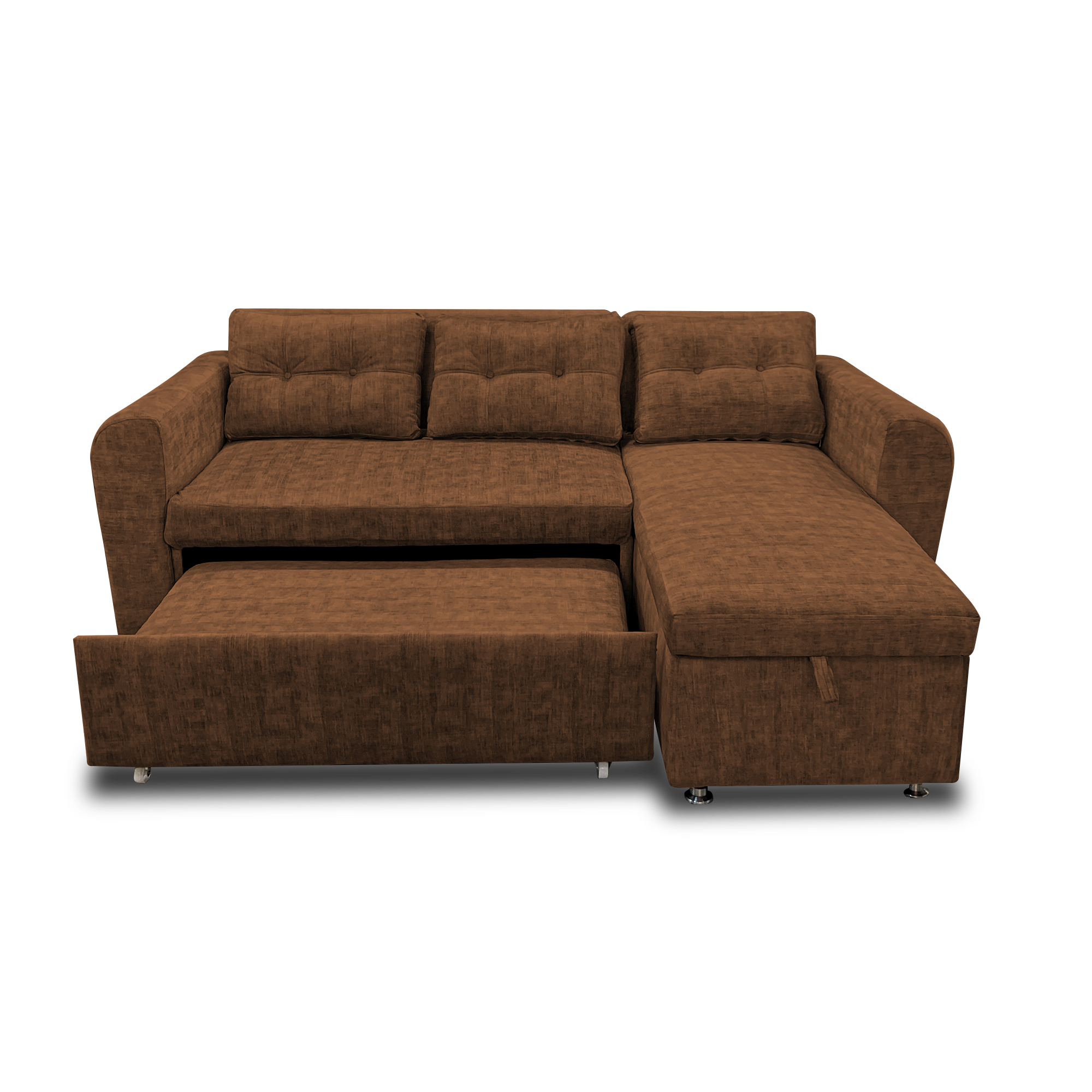 Sala modular habanna en lino café, patas de acero - Muebles en Medellín | Sala