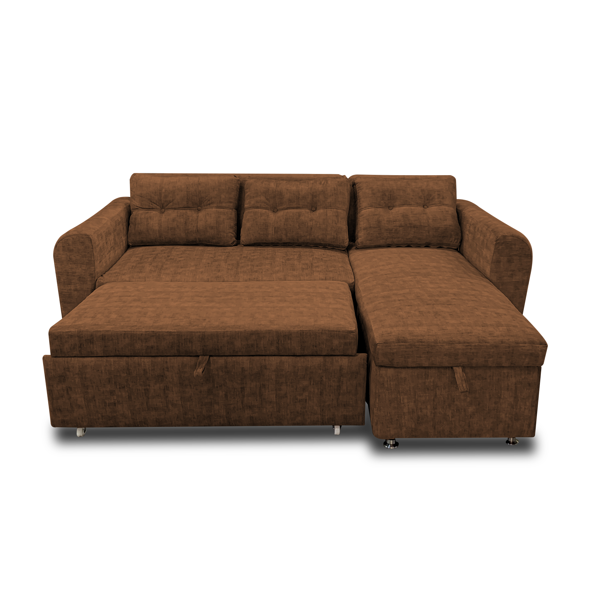Sala modular habanna en lino café, patas de acero - Muebles en Medellín | Sala