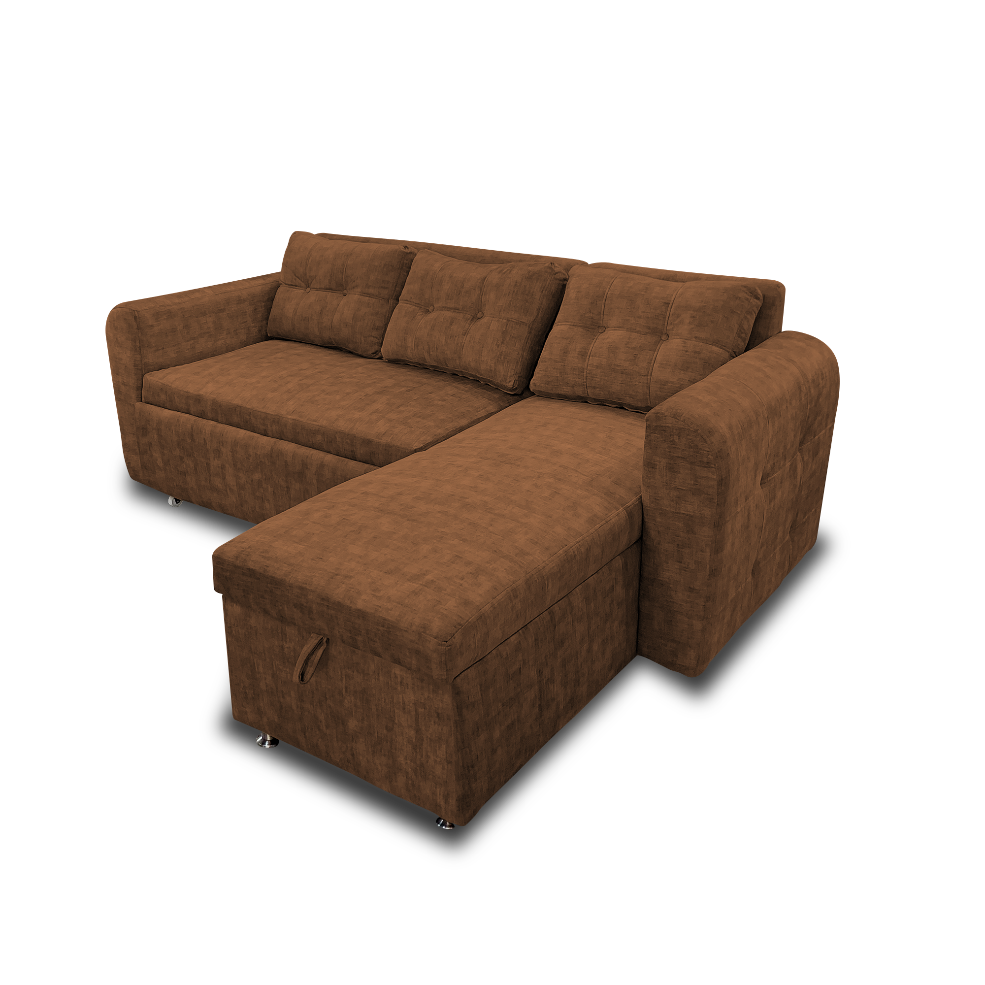 Sala modular habanna en lino café, patas de acero - Muebles en Medellín | Sala