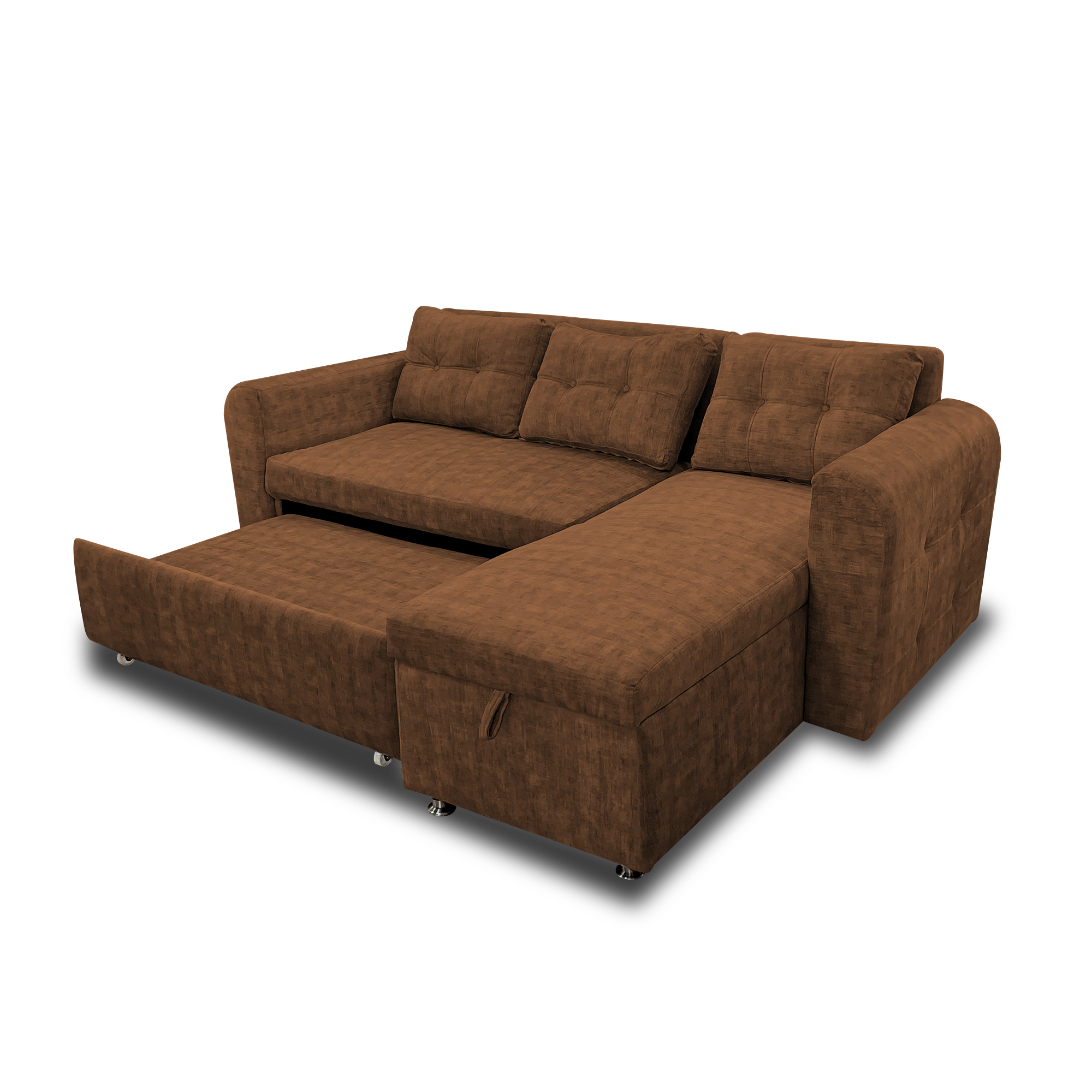 Sala modular habanna en lino café, patas de acero - Muebles en Medellín | Sala