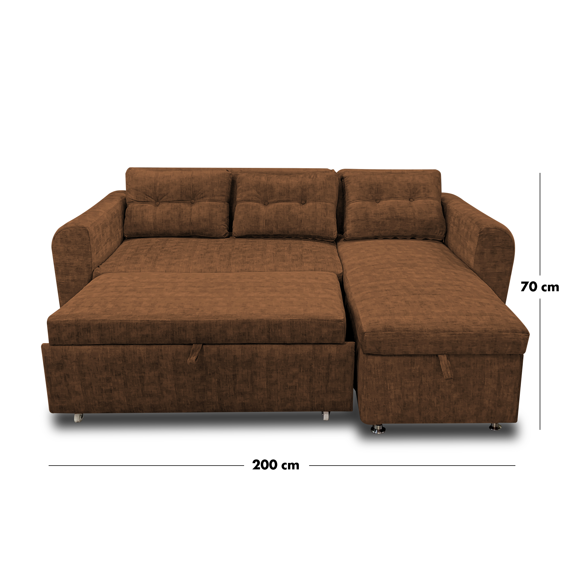Sala modular habanna en lino café, patas de acero - Muebles en Medellín | Sala