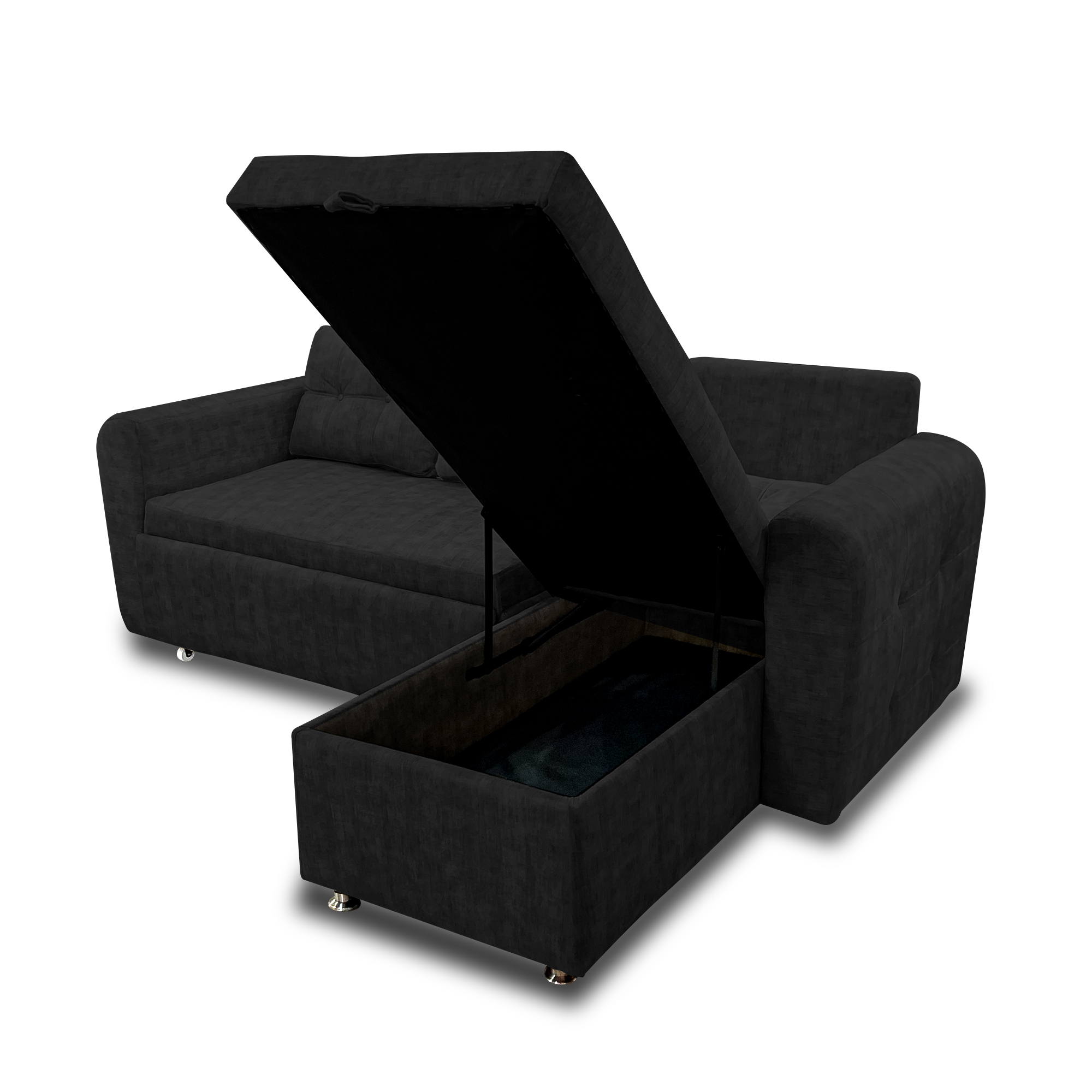 Sala modular habanna en lino negro, patas de acero - Muebles en Medellín | Sala