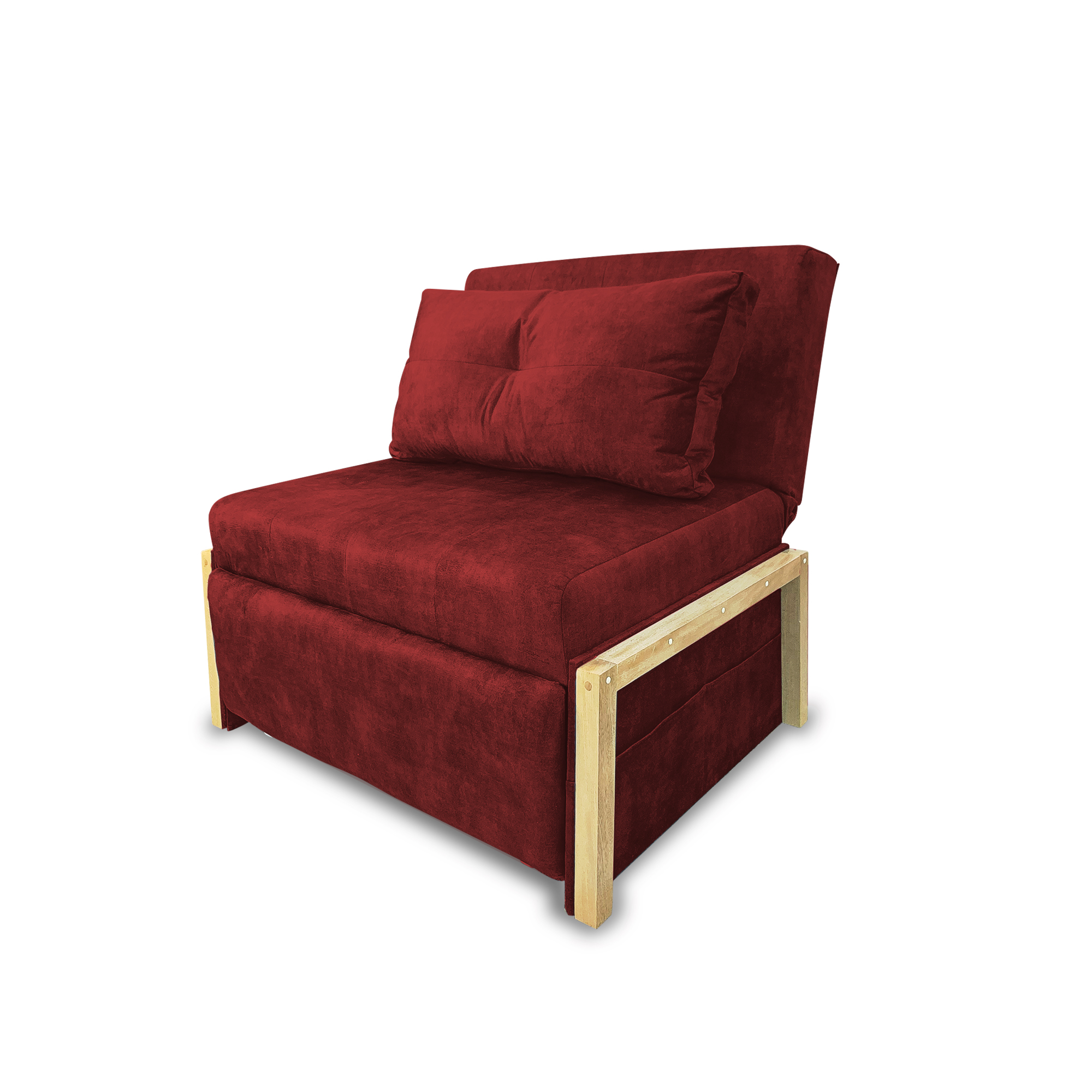Poltrona dorian poliéster rojo, patas de madera - Muebles en Medellín | Poltrona