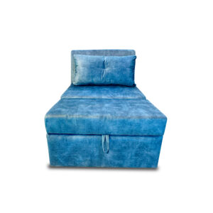 Poltrona dorian poliéster azul, patas de madera - Muebles en Medellín | Poltrona