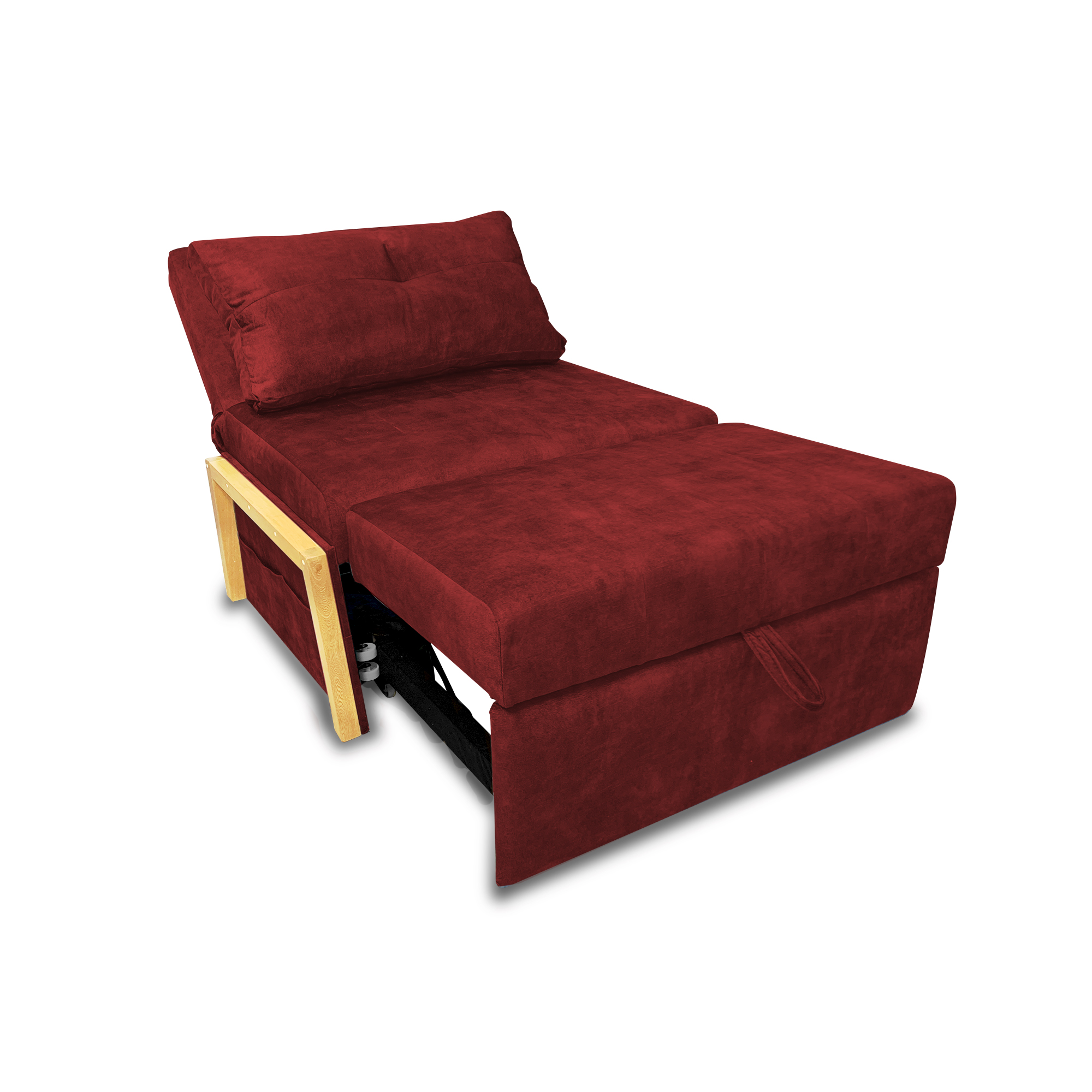 Poltrona dorian poliéster rojo, patas de madera - Muebles en Medellín | Poltrona