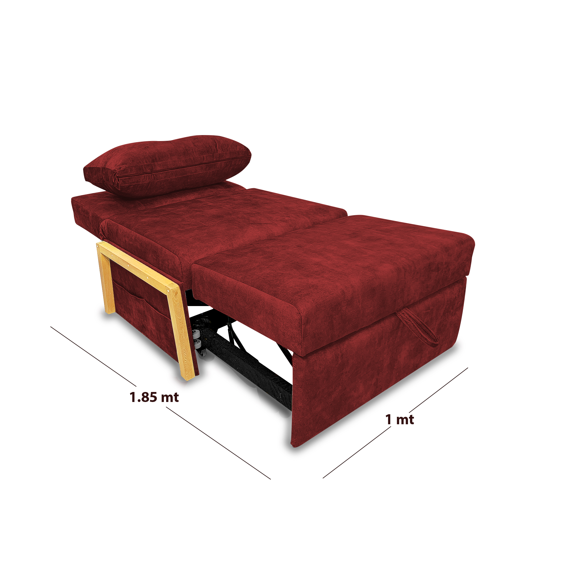 Poltrona dorian poliéster rojo, patas de madera - Muebles en Medellín | Poltrona