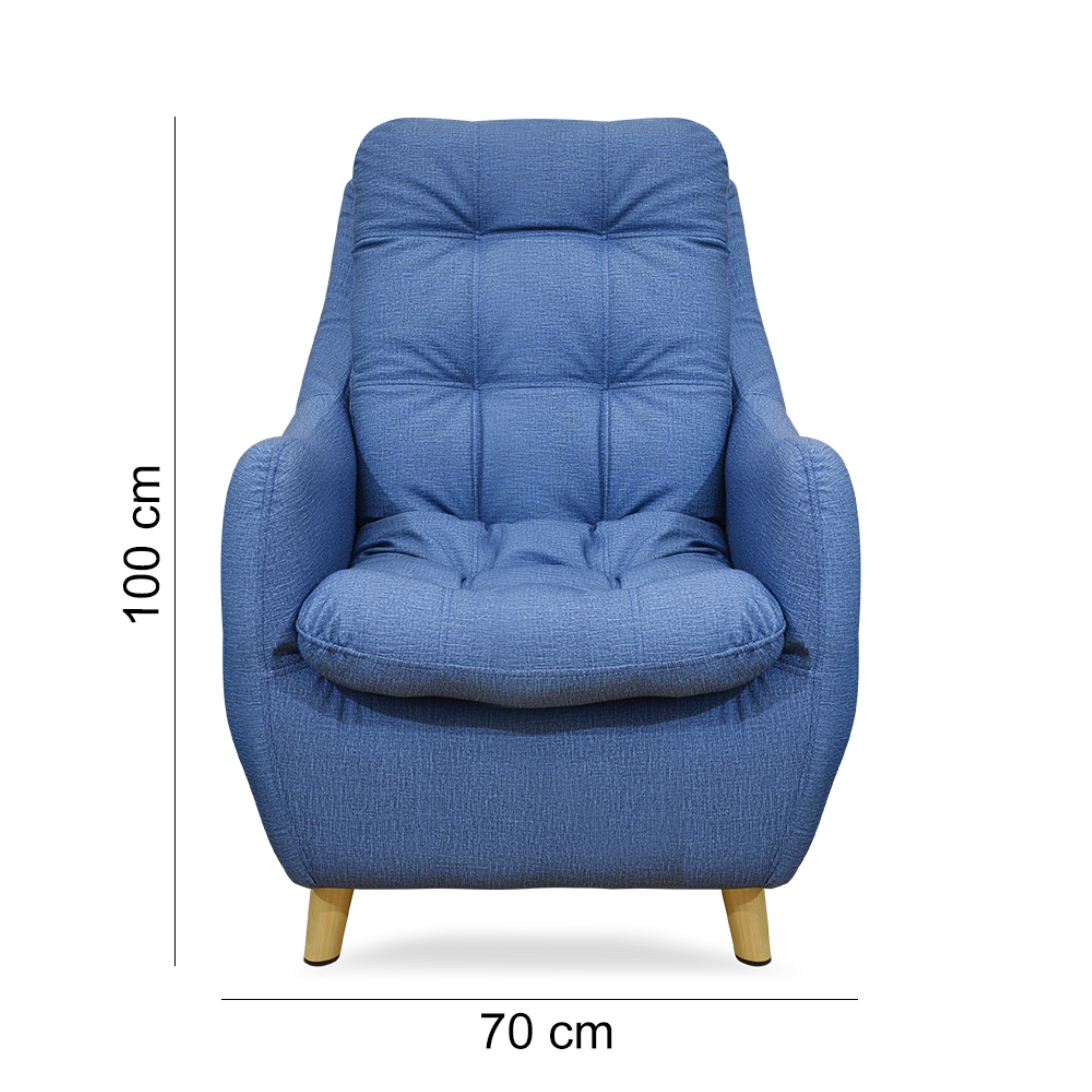Silla parís sintético azul patas de madera - Muebles en Medellín | Poltrona