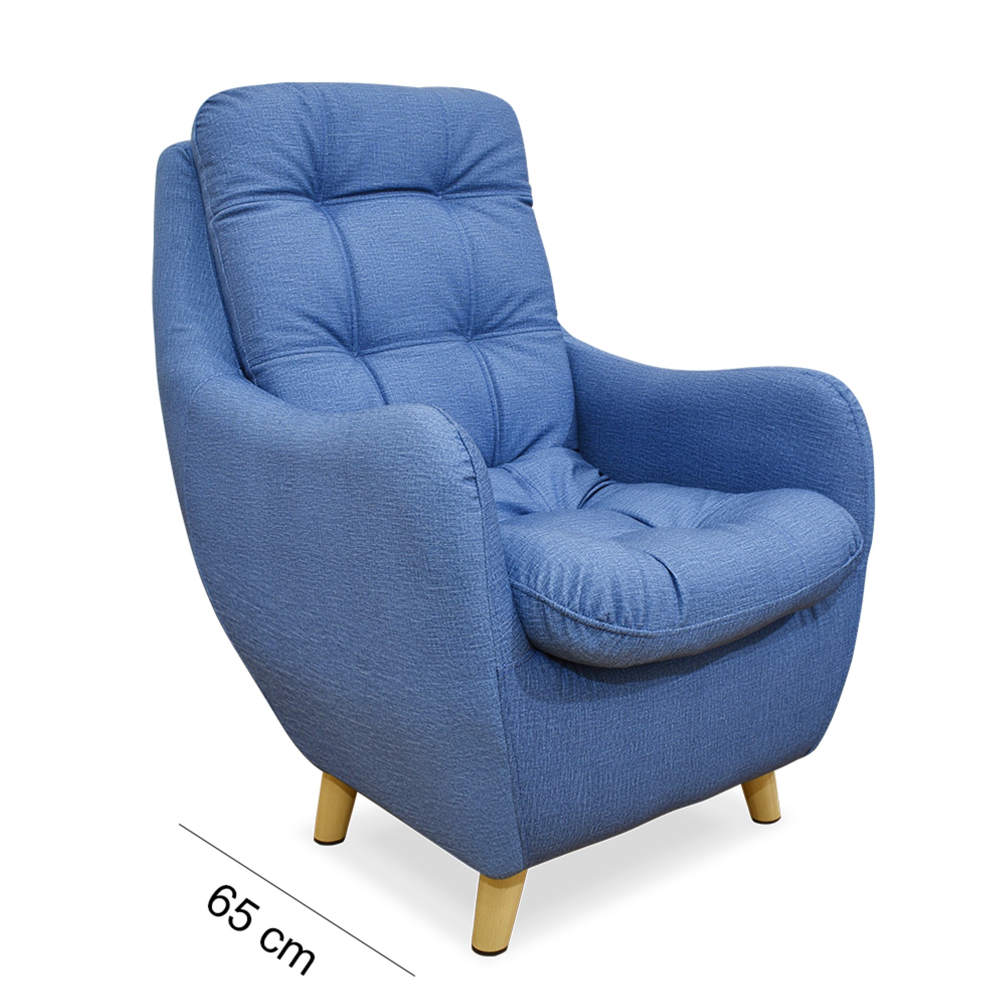 Silla parís sintético azul patas de madera - Muebles en Medellín | Poltrona