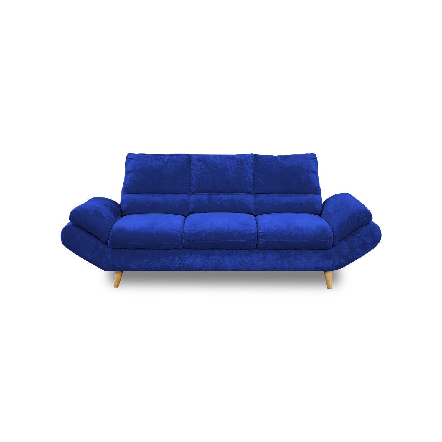 Sala venecia lino azul oscuro, cojines, patas de madera - Muebles en Medellín | Sala