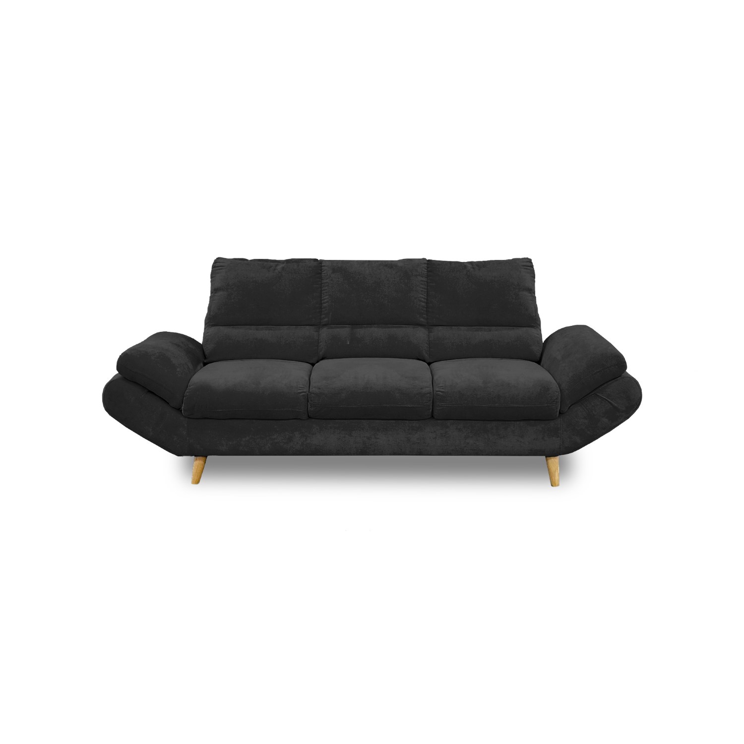 Sala venecia lino negro 2 cojines, patas de madera - Muebles en Medellín | Sala