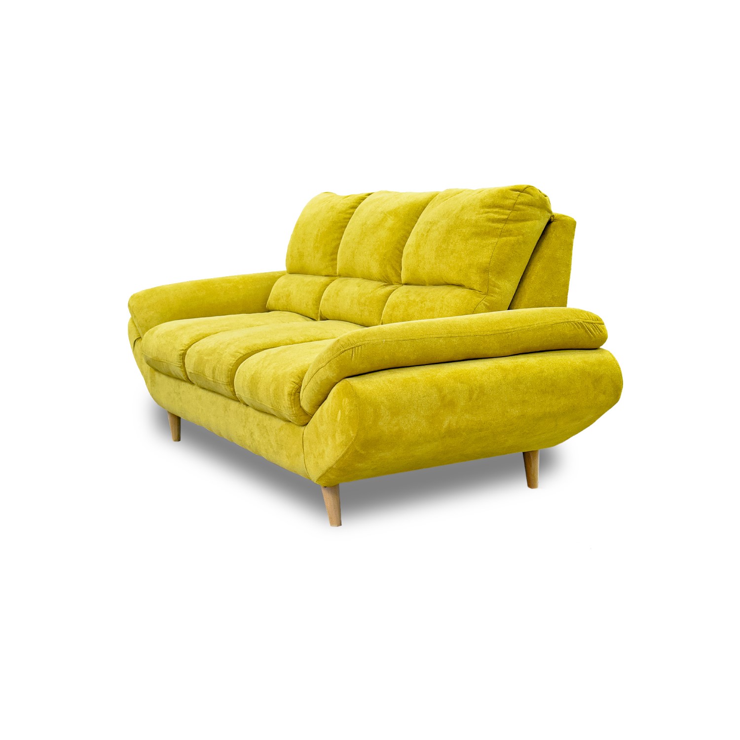 Sala venecia lino amarillo, cojines, patas de madera - Muebles en Medellín | Sala