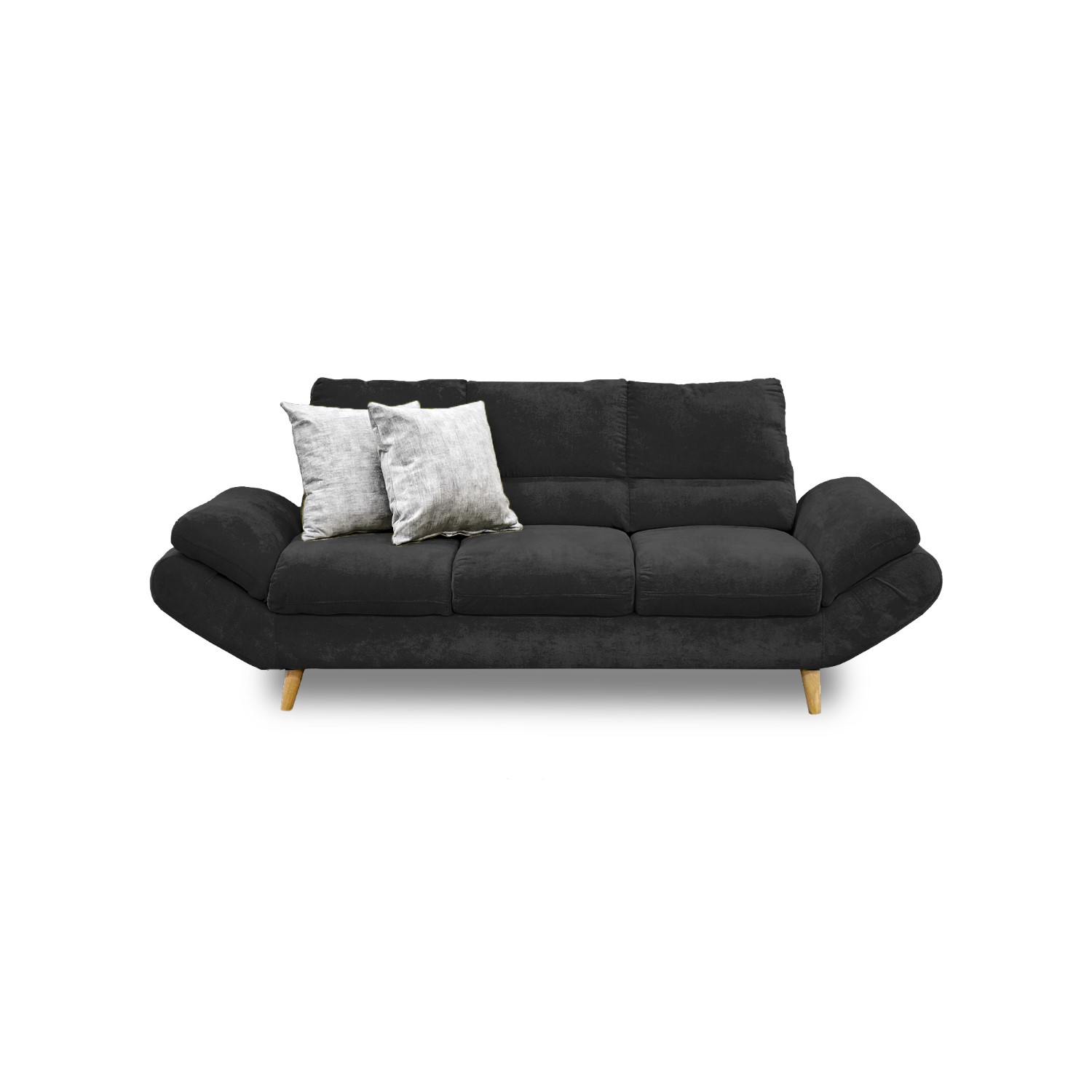 Sala venecia lino negro 2 cojines, patas de madera - Muebles en Medellín | Sala