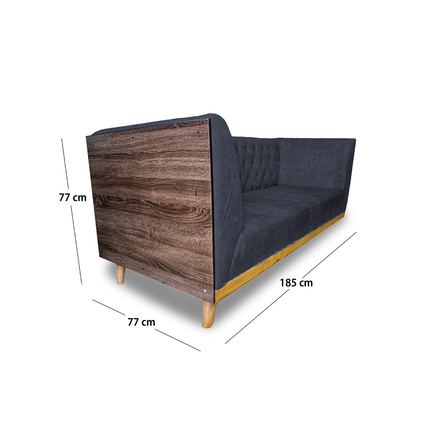 Sofá corvet 2 puestos lino grafito, patas de madera - Muebles en Medellín | Sofá