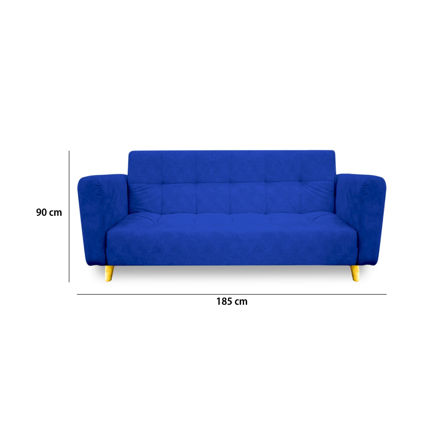 Sofacama denis lino azul, patas de madera - Muebles en Medellín | Sofacama
