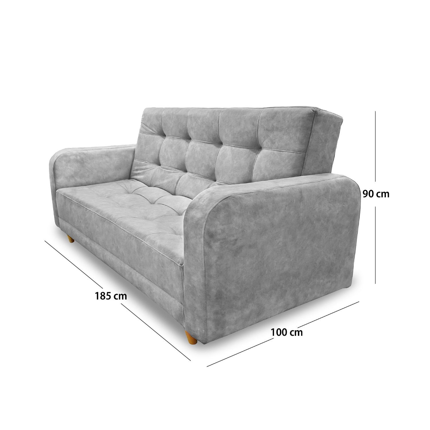 Sofacama milan lino gris, patas de madera, brazos - Muebles en Medellín | Sofacama