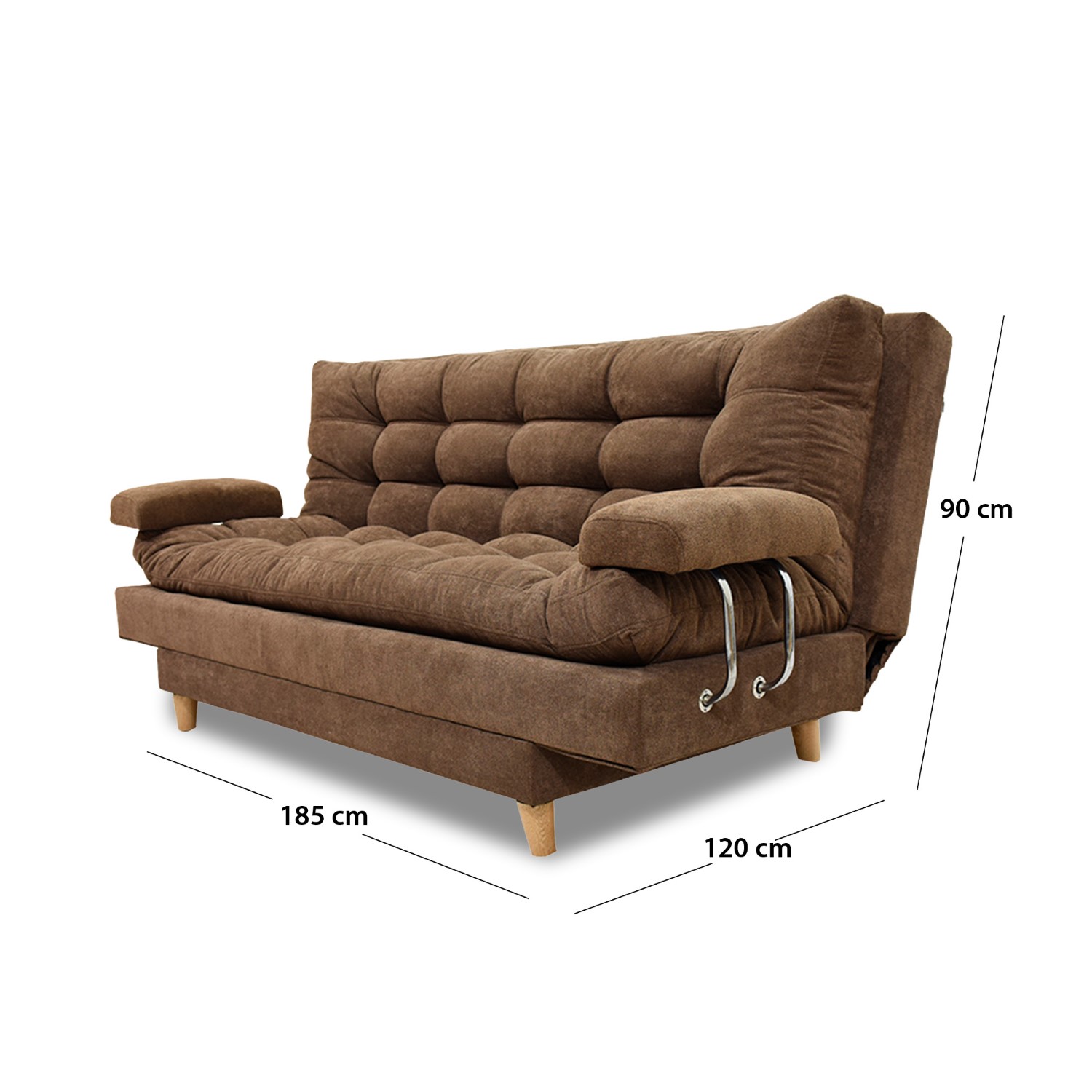 Sofacama napoles lino cafe, patas de madera, brazos - Muebles en Medellín | Sofacama