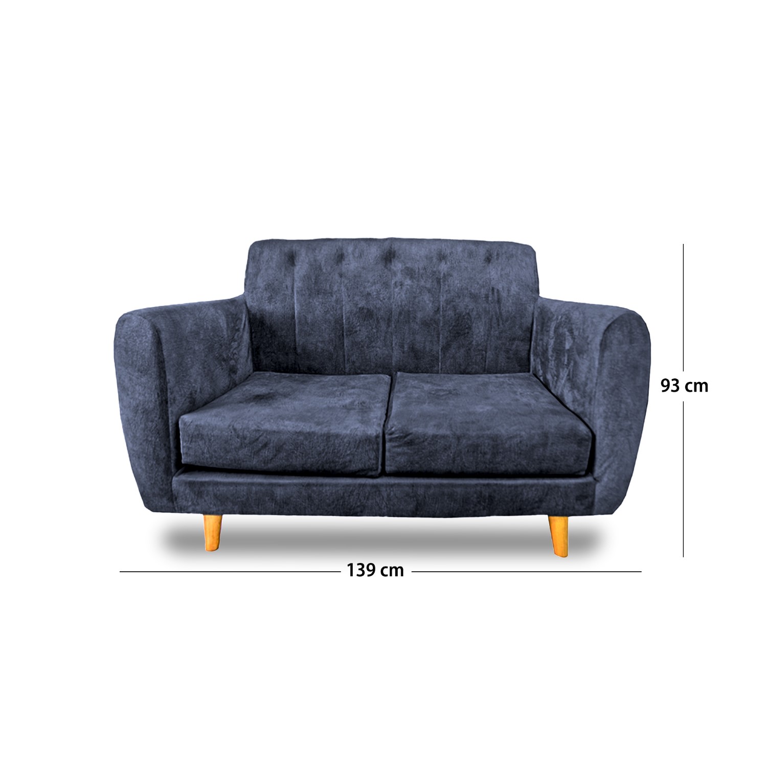 Sofa lisboa 2 puestos lino grafito c/b, patas de madera - Muebles en Medellín | Sofá