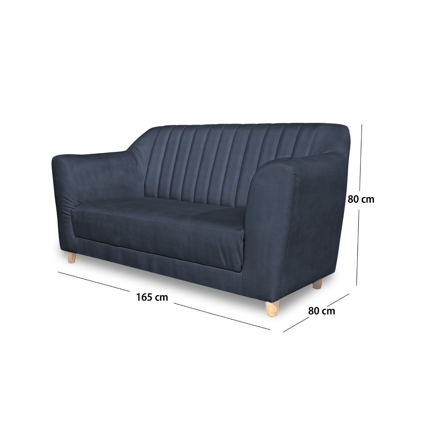 Sofa stanley 2 puestos lino grafito c/b, patas de madera - Muebles en Medellín | Sofá