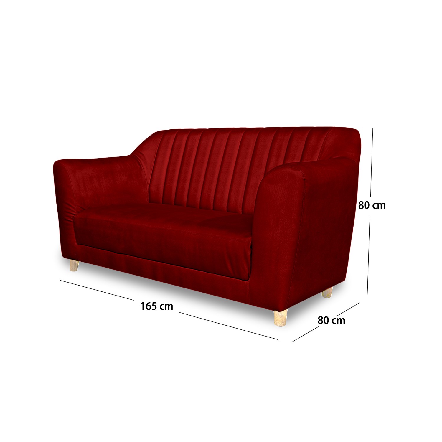 Sofa stanley 2 puestos lino vinotinto c/b, patas de madera - Muebles en Medellín | Sofá