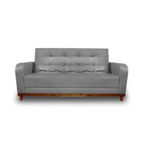Sofacama soft sintético color gris, patas de madera - Muebles en Medellín | Sofacama
