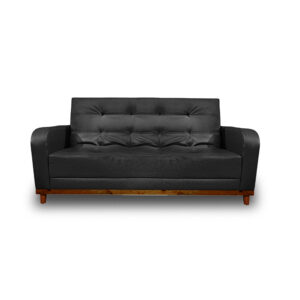 Sofacama soft sintético color negro, patas de madera - Muebles en Medellín | Sofacama