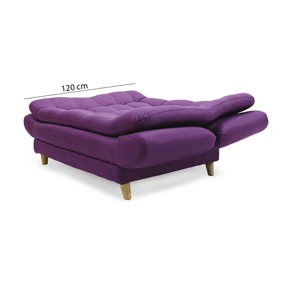 Sofacama damasco mini lino purpura, patas de madera - Muebles en Medellín | Sofá