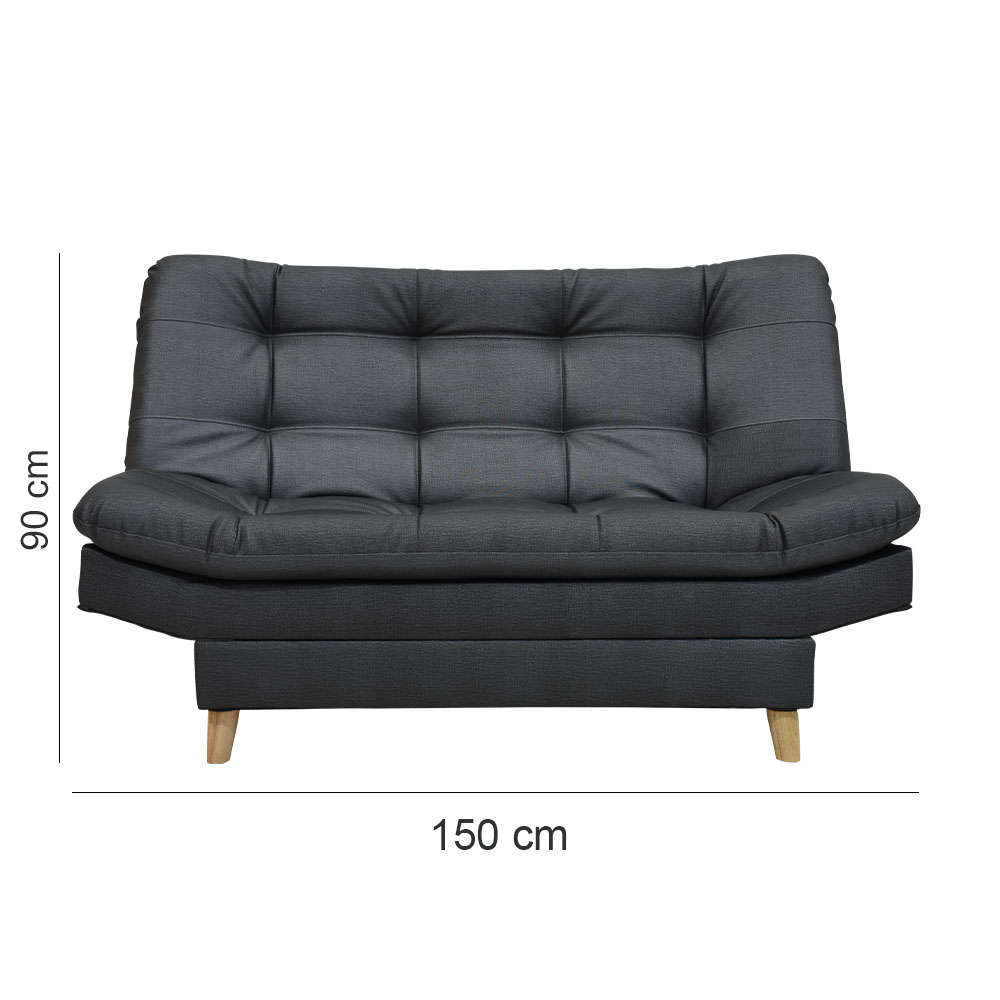 Sala moltochic sintético negro, 2 cojines, patas de madera - Muebles en Medellín | Sala